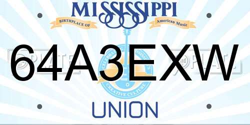 64A3EXW Mississippi License Plate