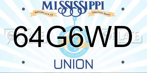 64G6WD Mississippi License Plate