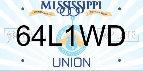 64L1WD Mississippi License Plate
