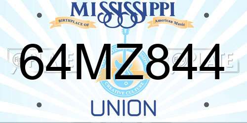 64MZ844 Mississippi License Plate