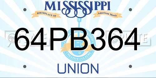 64PB364 Mississippi License Plate