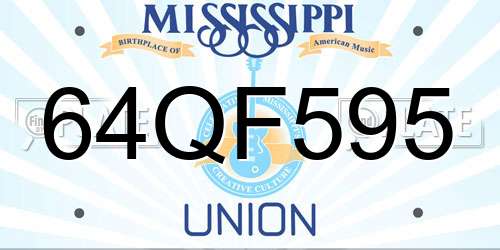 64QF595 Mississippi License Plate