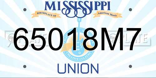 65018M7 Mississippi License Plate