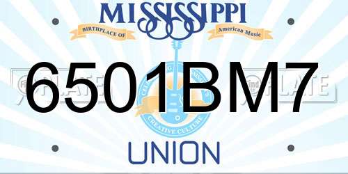 6501BM7 Mississippi License Plate