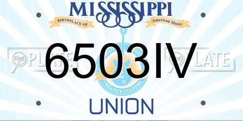 6503IV Mississippi License Plate