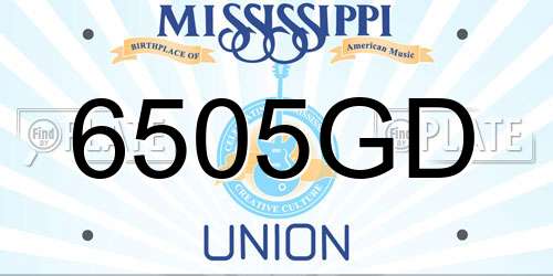 6505GD Mississippi License Plate
