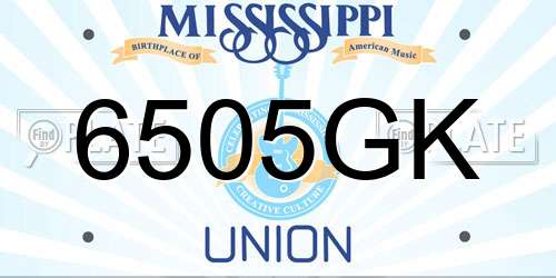 6505GK Mississippi License Plate