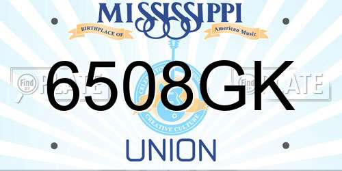 6508GK Mississippi License Plate
