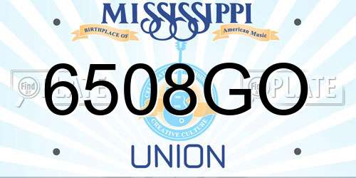 6508GO Mississippi License Plate