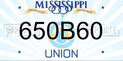650B60 Mississippi License Plate