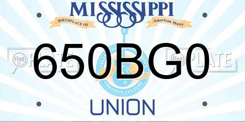 650BG0 Mississippi License Plate