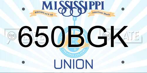 650BGK Mississippi License Plate