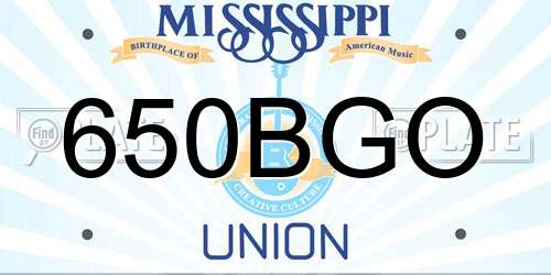 650BGO Mississippi License Plate