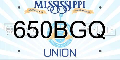 650BGQ Mississippi License Plate