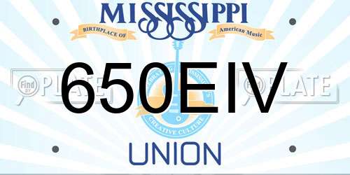 650EIV Mississippi License Plate