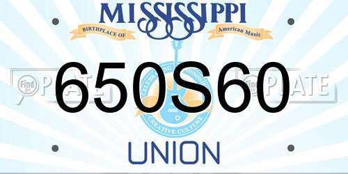 650S60 Mississippi License Plate