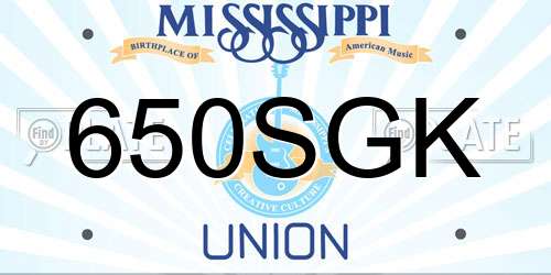 650SGK Mississippi License Plate