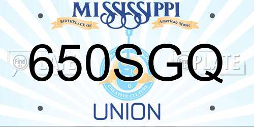 650SGQ Mississippi License Plate