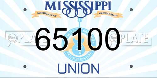 65100 Mississippi License Plate