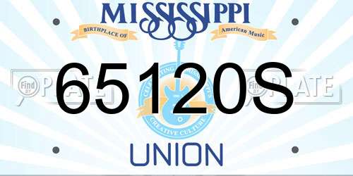 65120S Mississippi License Plate