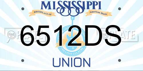 6512DS Mississippi License Plate