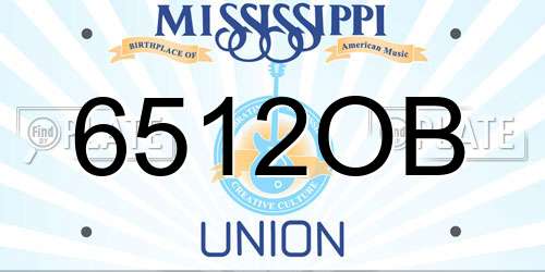 6512OB Mississippi License Plate