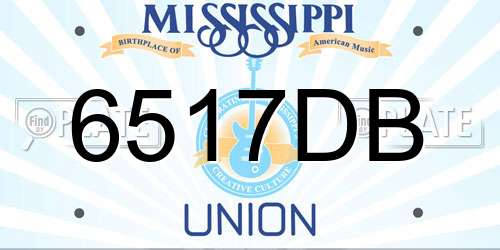 6517DB Mississippi License Plate