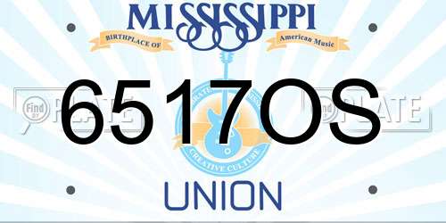 6517OS Mississippi License Plate