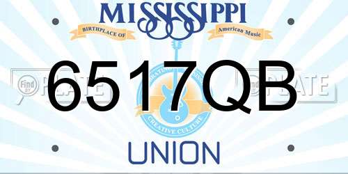 6517QB Mississippi License Plate