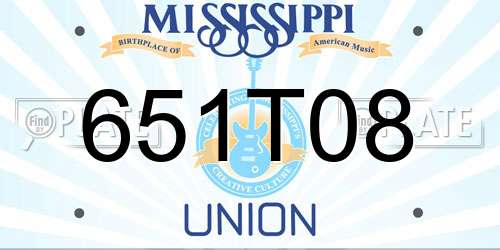 651T08 Mississippi License Plate