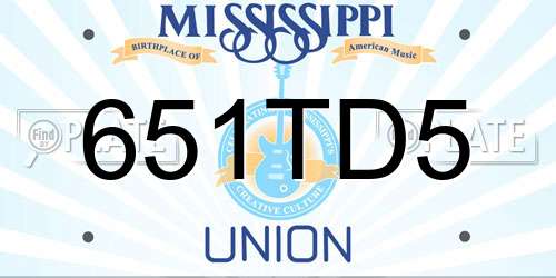651TD5 Mississippi License Plate