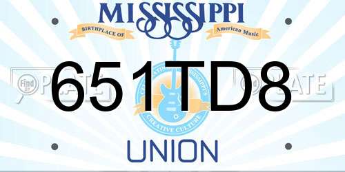 651TD8 Mississippi License Plate
