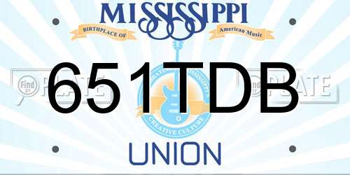 651TDB Mississippi License Plate