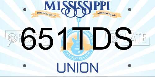 651TDS Mississippi License Plate