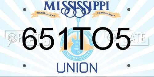 651TO5 Mississippi License Plate