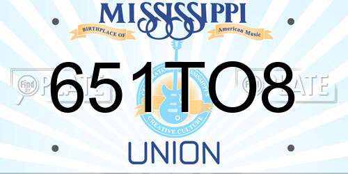 651TO8 Mississippi License Plate