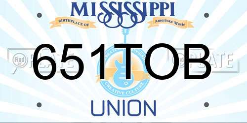 651TOB Mississippi License Plate