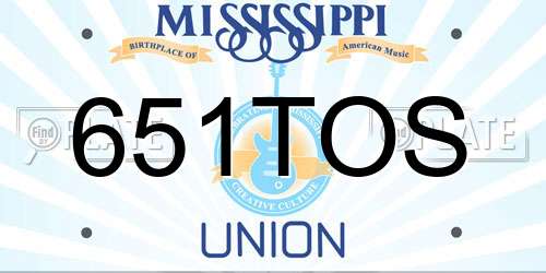 651TOS Mississippi License Plate