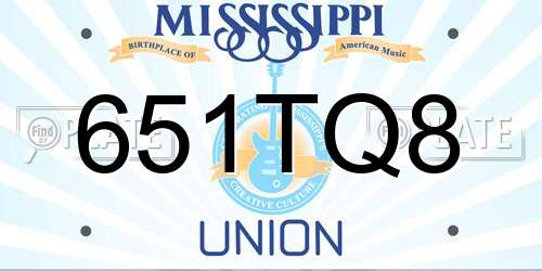 651TQ8 Mississippi License Plate