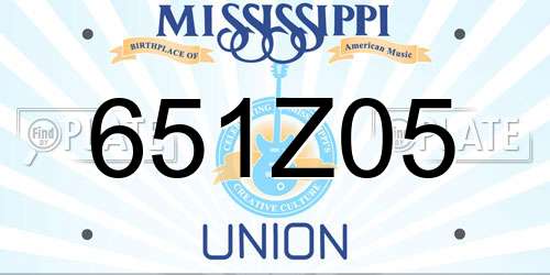 651Z05 Mississippi License Plate