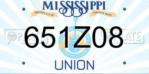 651Z08 Mississippi License Plate