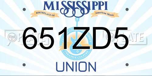 651ZD5 Mississippi License Plate