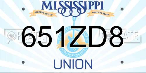 651ZD8 Mississippi License Plate