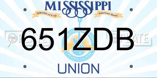 651ZDB Mississippi License Plate