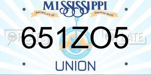 651ZO5 Mississippi License Plate