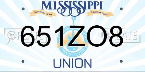 651ZO8 Mississippi License Plate