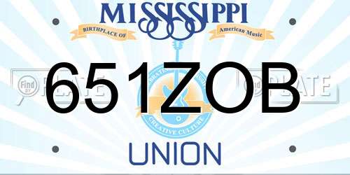 651ZOB Mississippi License Plate