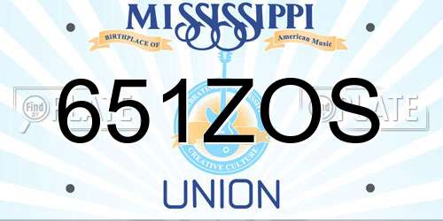 651ZOS Mississippi License Plate