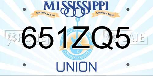 651ZQ5 Mississippi License Plate