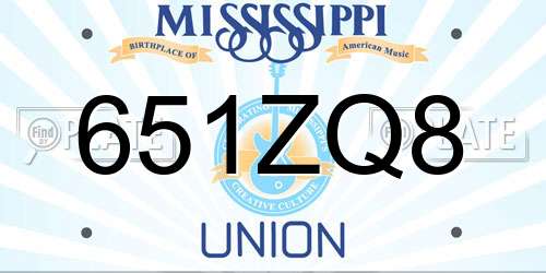 651ZQ8 Mississippi License Plate